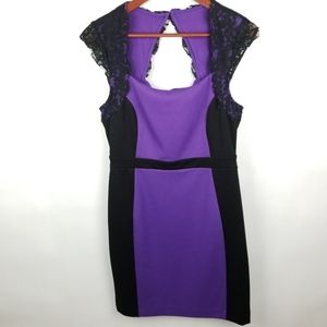 Nicole Nicole Miller Purple Black Cocktail Dress M